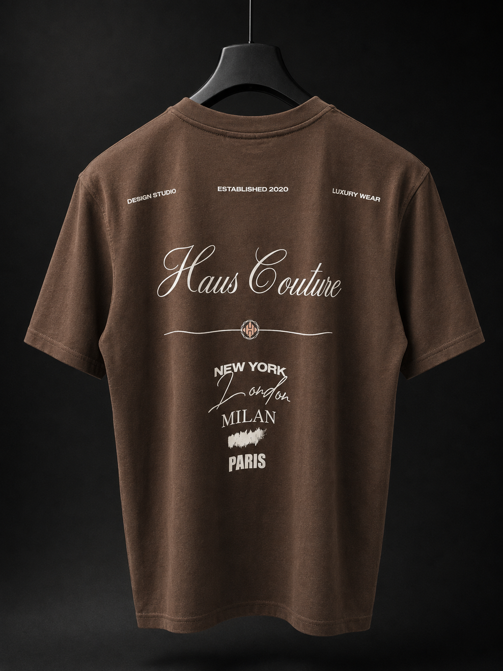 Haus Couture Poster Tee in Hot Fudge, back  view