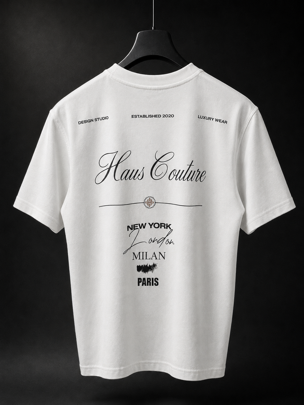 Haus Couture Poster Tee in White, back view