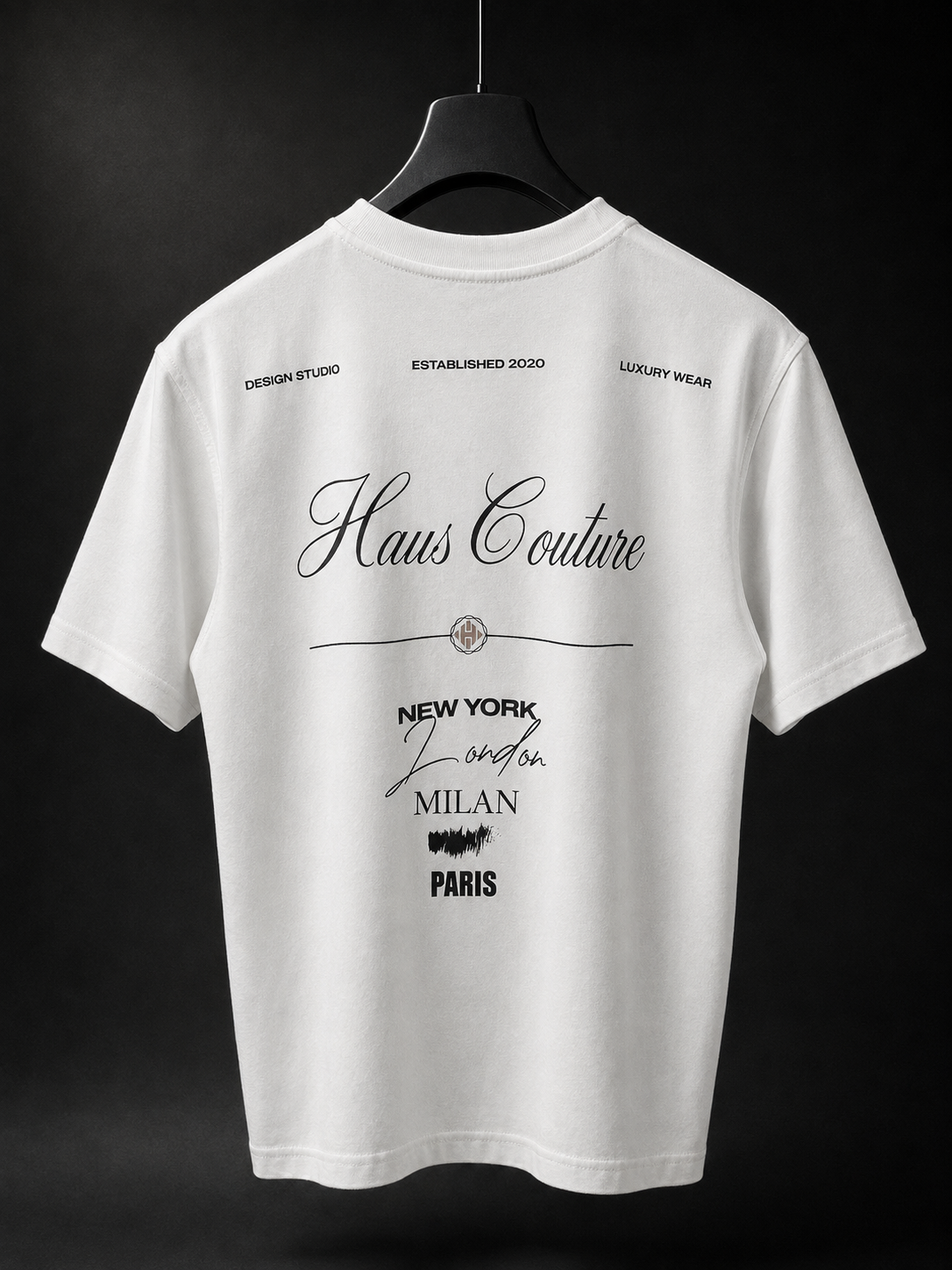 Haus Couture Poster Tee in White, back view